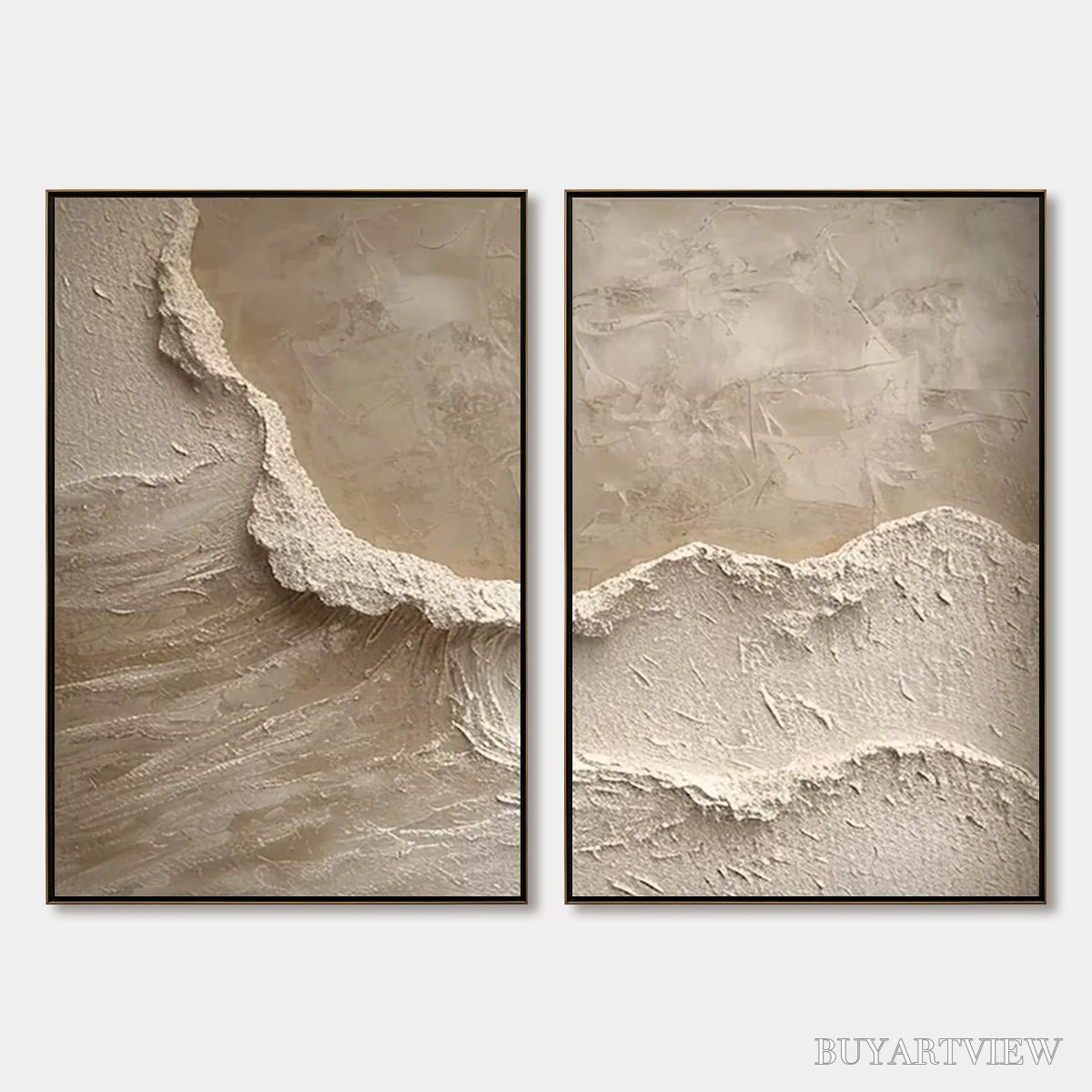 BUYARTVIEW Echoes of the Shore – Wabi Sabi Textured Beach Painting Set - image 1
