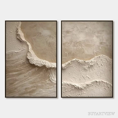 BUYARTVIEW Echoes of the Shore – Wabi Sabi Textured Beach Painting Set - image 1