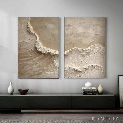 BUYARTVIEW Echoes of the Shore – Wabi Sabi Textured Beach Painting Set - image 2