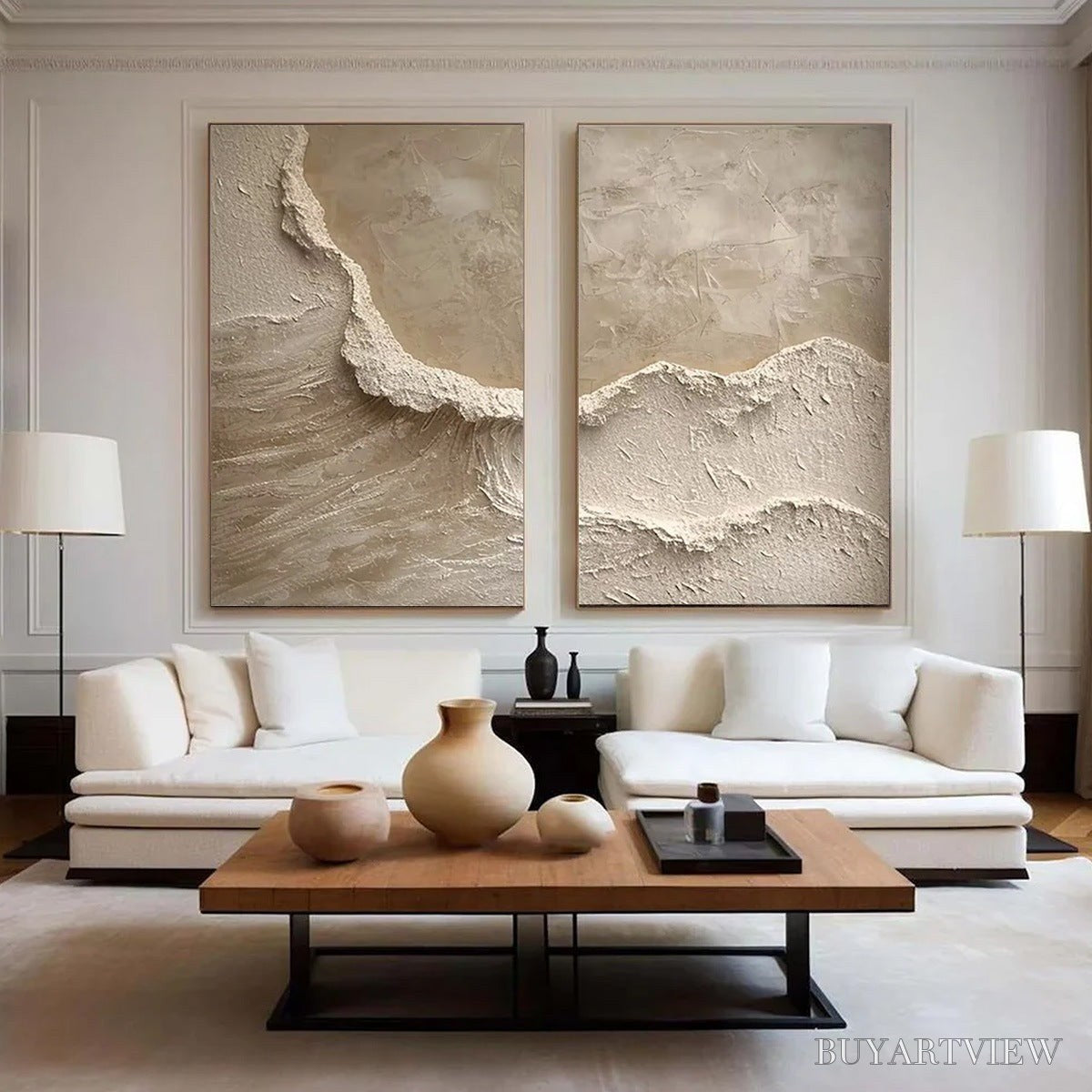 BUYARTVIEW Echoes of the Shore – Wabi Sabi Textured Beach Painting Set - image 3