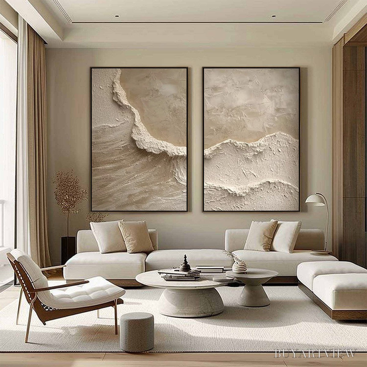 BUYARTVIEW Echoes of the Shore – Wabi Sabi Textured Beach Painting Set - image 4