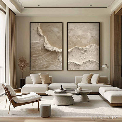 BUYARTVIEW Echoes of the Shore – Wabi Sabi Textured Beach Painting Set - image 4