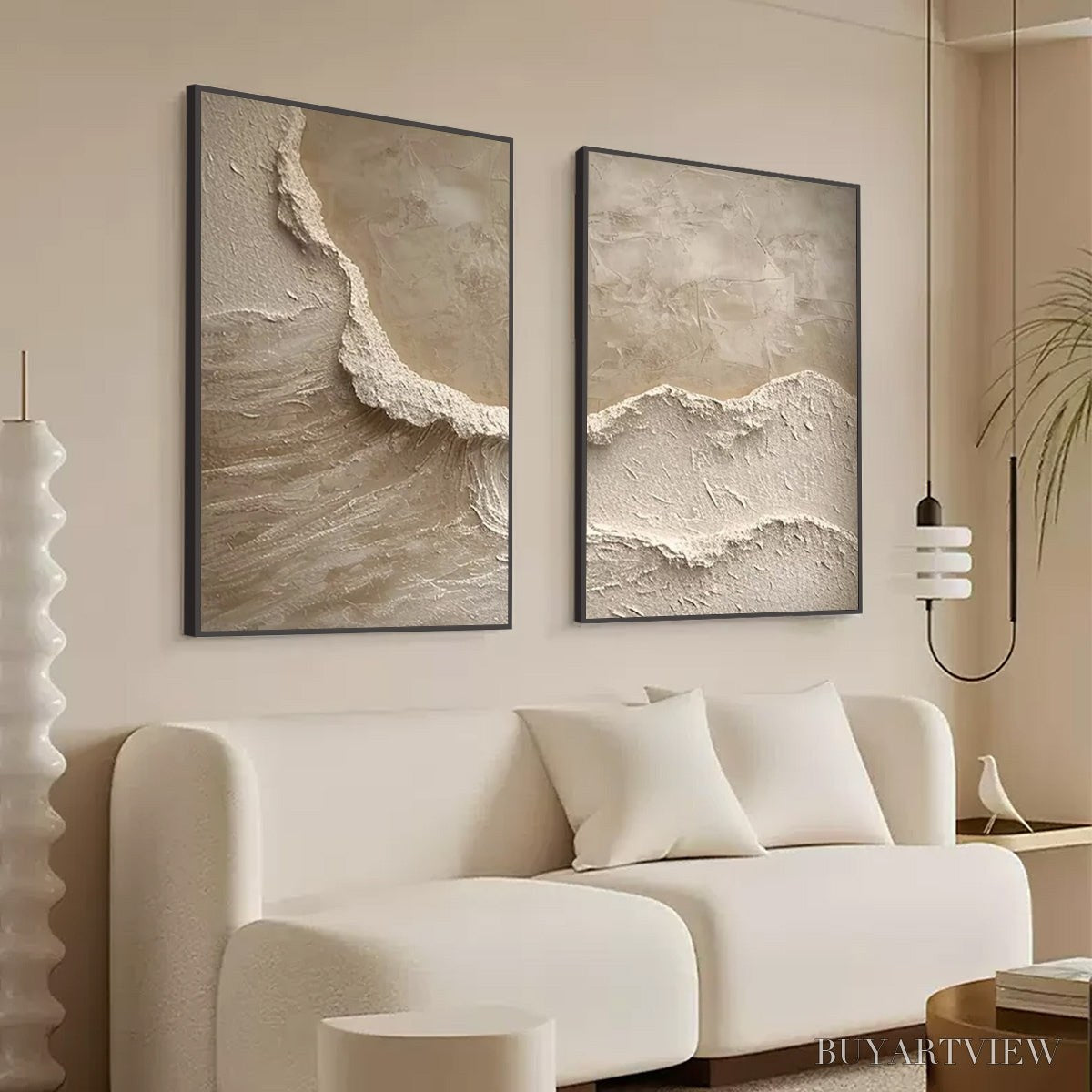 BUYARTVIEW Echoes of the Shore – Wabi Sabi Textured Beach Painting Set - image 5