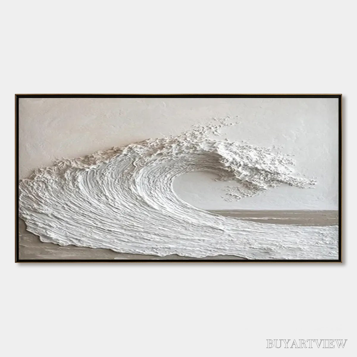 BUYARTVIEW White Crest – Textured Minimalist Ocean Wave Painting - image 1