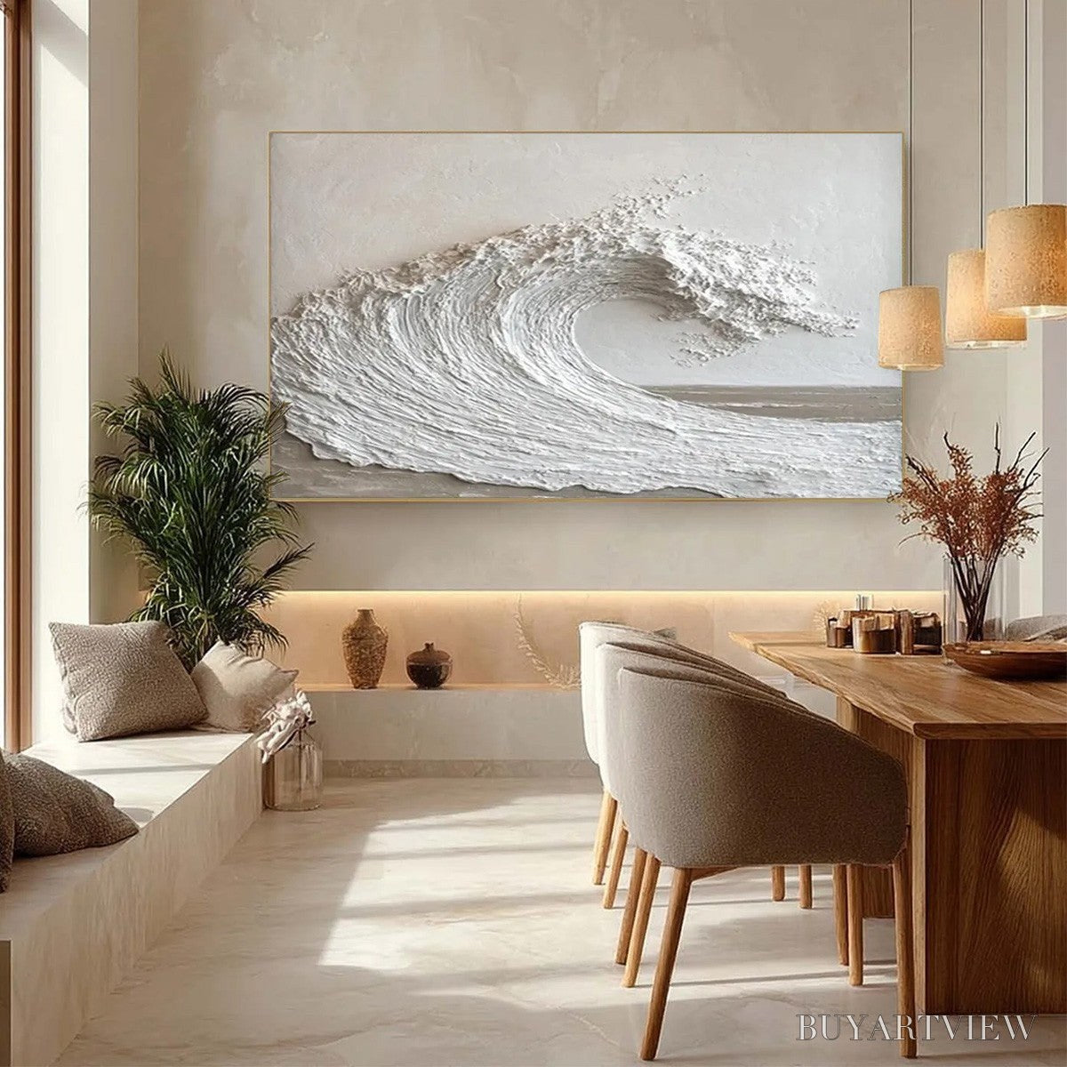 BUYARTVIEW White Crest – Textured Minimalist Ocean Wave Painting - image 5