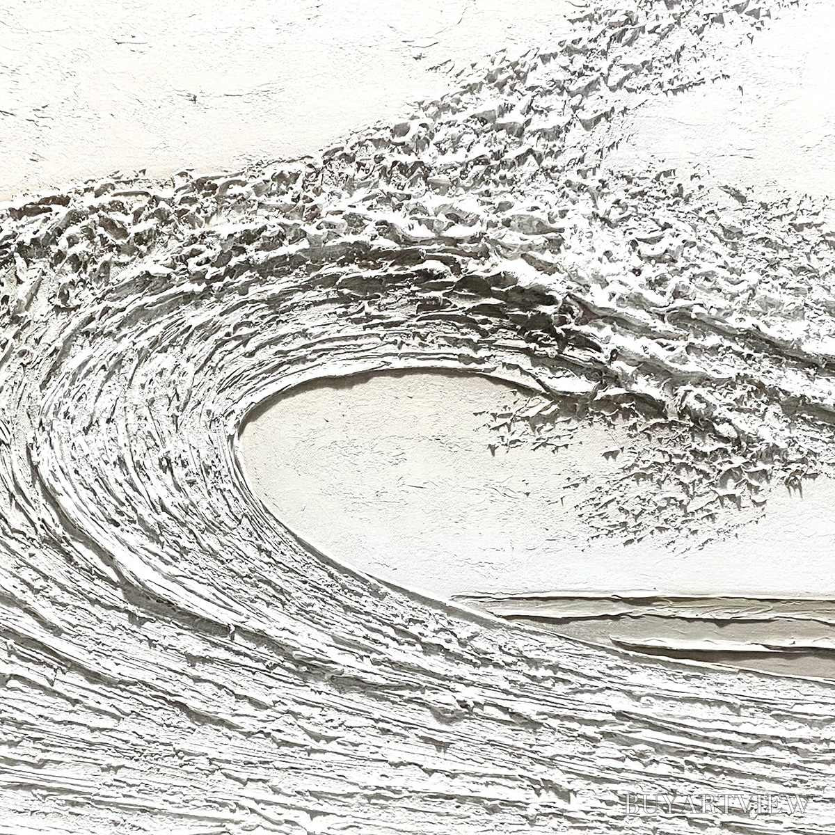 BUYARTVIEW White Crest – Textured Minimalist Ocean Wave Painting - image 6