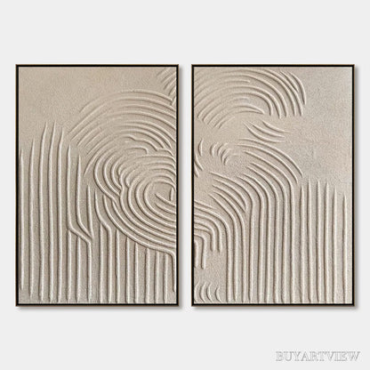 BUYARTVIEW Zen Cascade – Wabi Sabi Textured Diptych - image 1