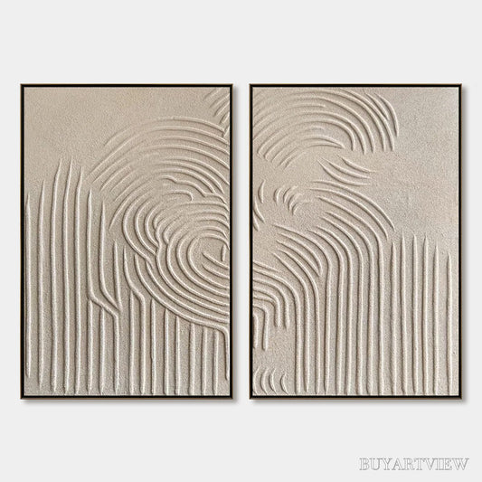 BUYARTVIEW Zen Cascade – Wabi Sabi Textured Diptych - image 1
