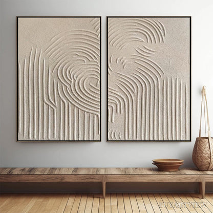 BUYARTVIEW Zen Cascade – Wabi Sabi Textured Diptych - image 2