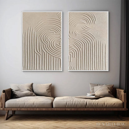 BUYARTVIEW Zen Cascade – Wabi Sabi Textured Diptych - image 3