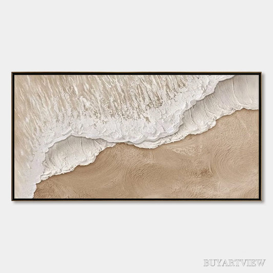 BUYARTVIEW Eternal Tide – Textured Wabi Sabi Beach & Sea Painting - image 1
