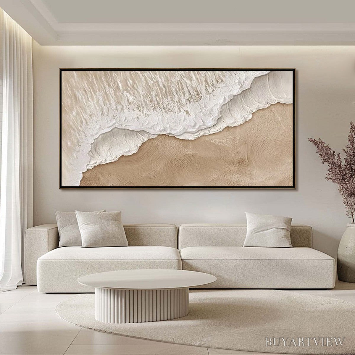 BUYARTVIEW Eternal Tide – Textured Wabi Sabi Beach & Sea Painting - image 2