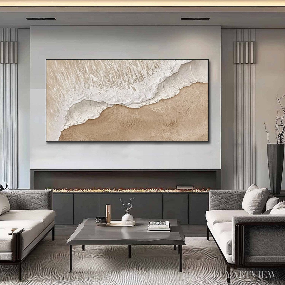 BUYARTVIEW Eternal Tide – Textured Wabi Sabi Beach & Sea Painting - image 4