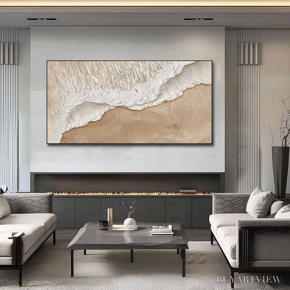 BUYARTVIEW Eternal Tide – Textured Wabi Sabi Beach & Sea Painting - image 4