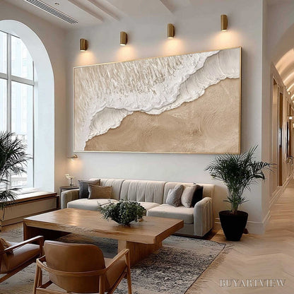 BUYARTVIEW Eternal Tide – Textured Wabi Sabi Beach & Sea Painting - image 6