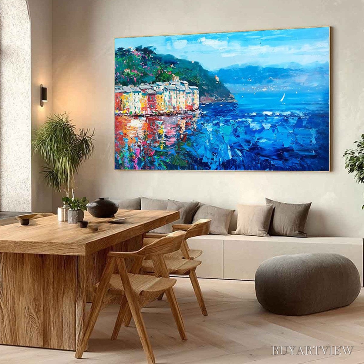 BUYARTVIEW Azure Riviera – Palette Knife Coastal Seascape Oil Painting - image 4