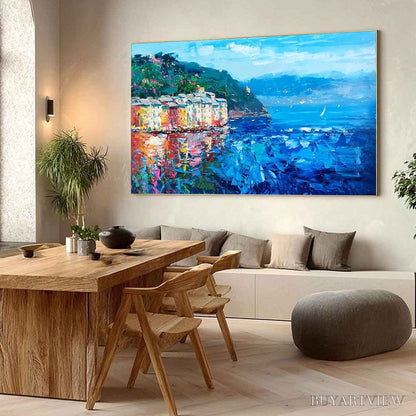 BUYARTVIEW Azure Riviera – Palette Knife Coastal Seascape Oil Painting - image 4