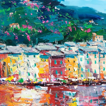BUYARTVIEW Azure Riviera – Palette Knife Coastal Seascape Oil Painting - image 5