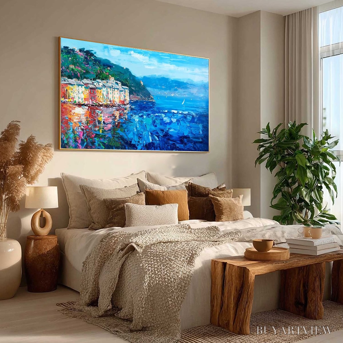BUYARTVIEW Azure Riviera – Palette Knife Coastal Seascape Oil Painting - image 6
