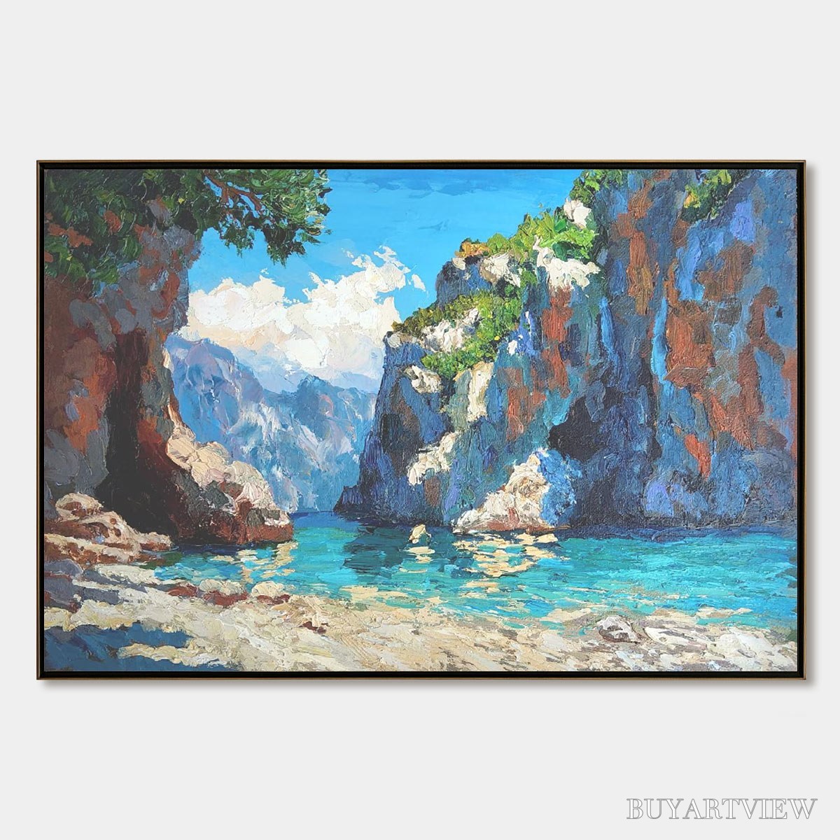 BUYARTVIEW Amalfi Cove – Impasto Coastal Landscape Oil Painting - image 1