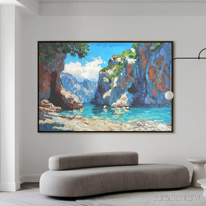 BUYARTVIEW Amalfi Cove – Impasto Coastal Landscape Oil Painting - image 2