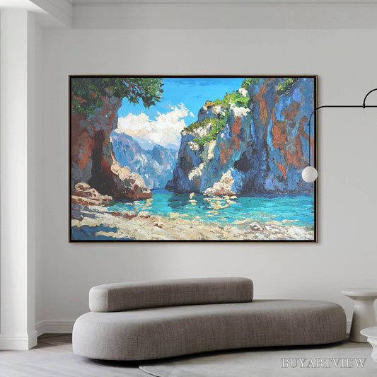 BUYARTVIEW Amalfi Cove – Impasto Coastal Landscape Oil Painting - image 2