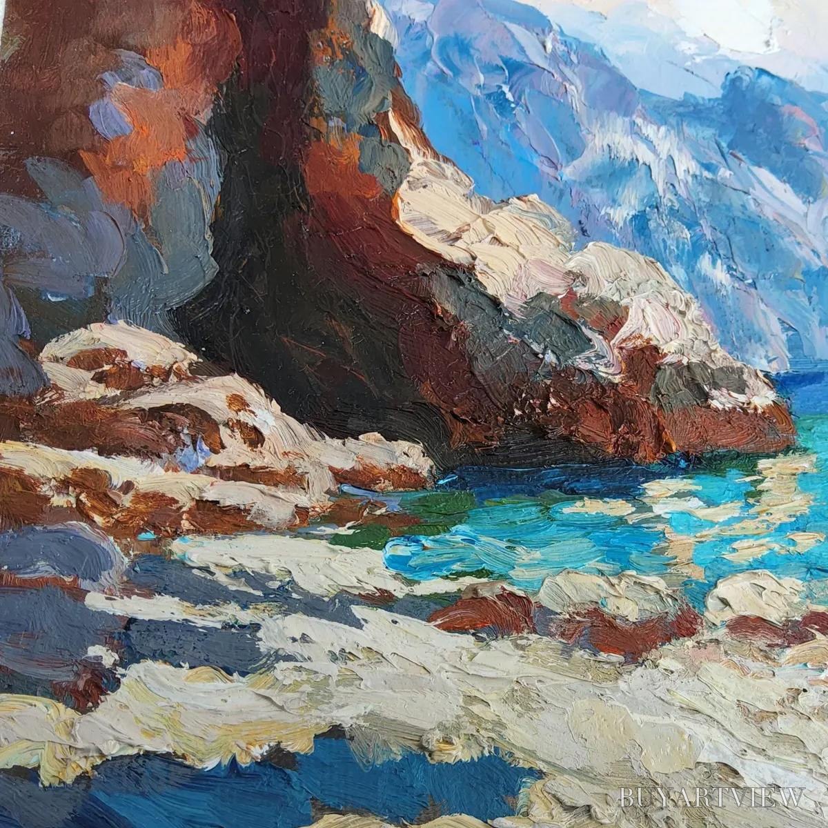 BUYARTVIEW Amalfi Cove – Impasto Coastal Landscape Oil Painting - image 3