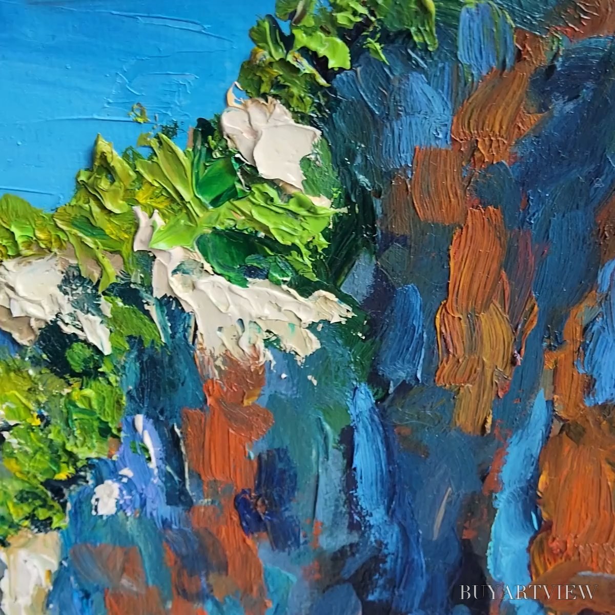 BUYARTVIEW Amalfi Cove – Impasto Coastal Landscape Oil Painting - image 4