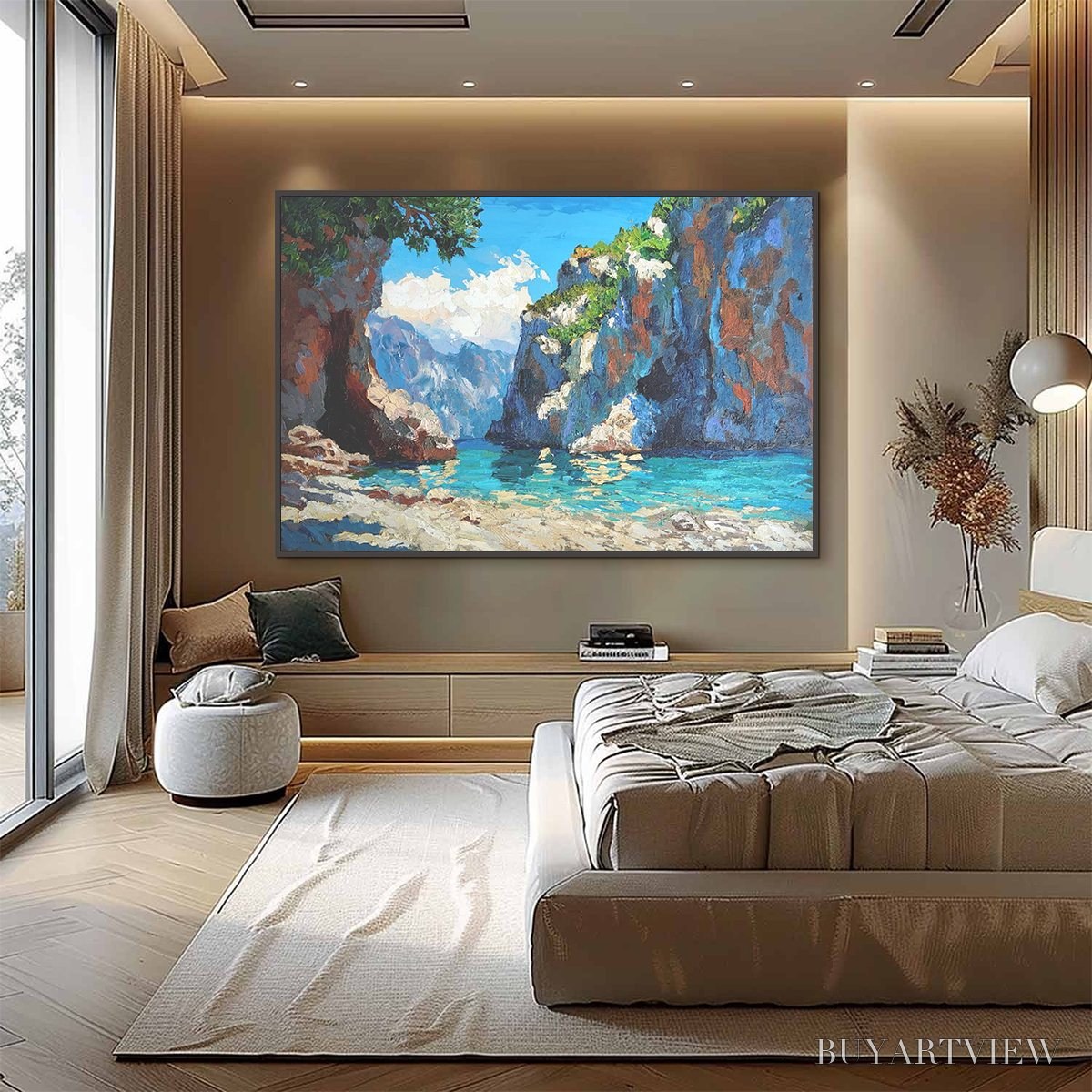 BUYARTVIEW Amalfi Cove – Impasto Coastal Landscape Oil Painting - image 6