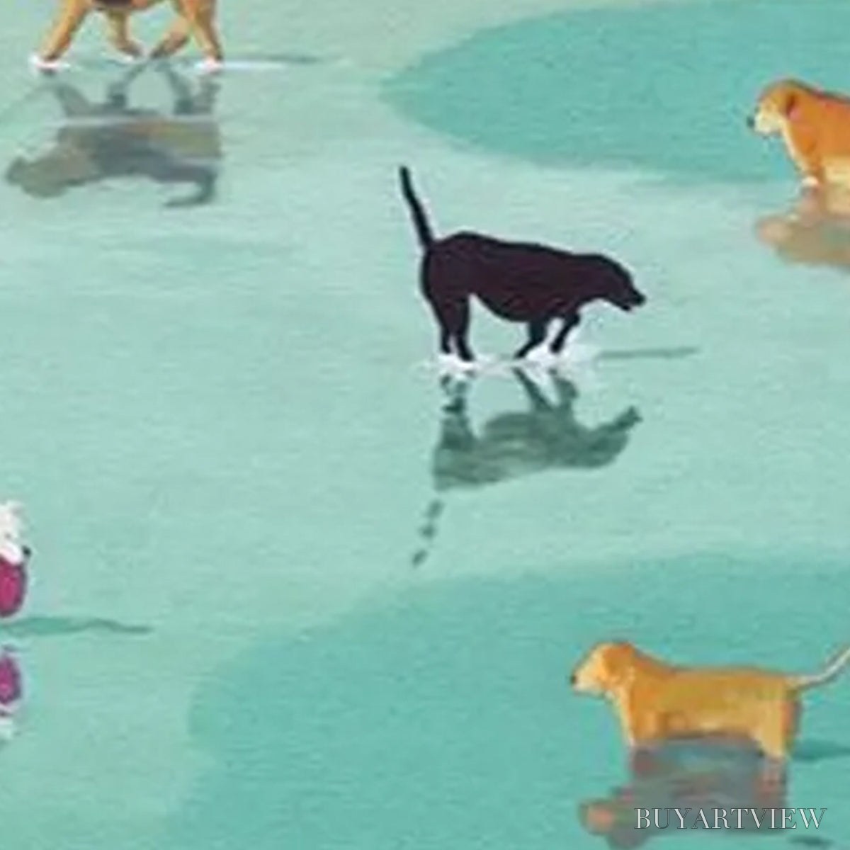 BUYARTVIEW Paws At Tide – Minimalist Dog Beach Scene Oil Painting - image 3