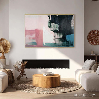 BUYARTVIEW Ink & Blossom – Minimalist Abstract Color-Block Oil Painting - image 2