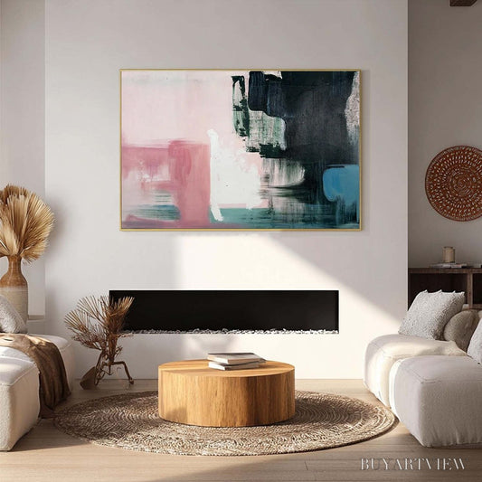 BUYARTVIEW Ink & Blossom – Minimalist Abstract Color-Block Oil Painting - image 2