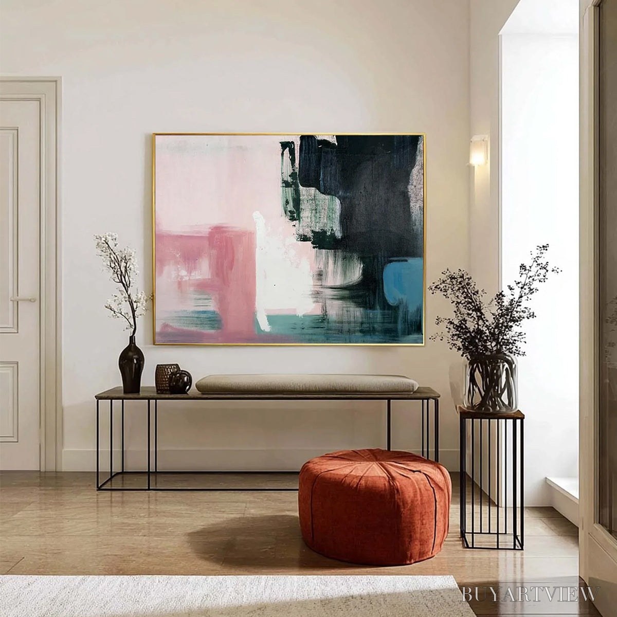 BUYARTVIEW Ink & Blossom – Minimalist Abstract Color-Block Oil Painting - image 4