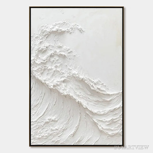BUYARTVIEW Alabaster Swell – Minimalist Textured Coastal Oil Painting - image 1