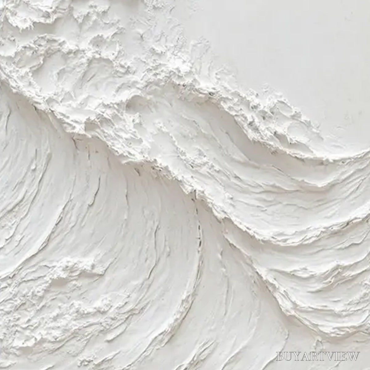 BUYARTVIEW Alabaster Swell – Minimalist Textured Coastal Oil Painting - image 3