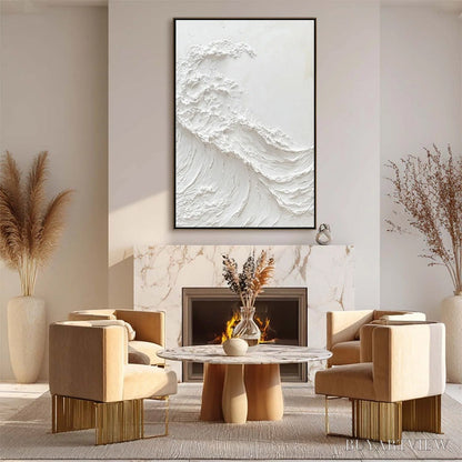 BUYARTVIEW Alabaster Swell – Minimalist Textured Coastal Oil Painting - image 4