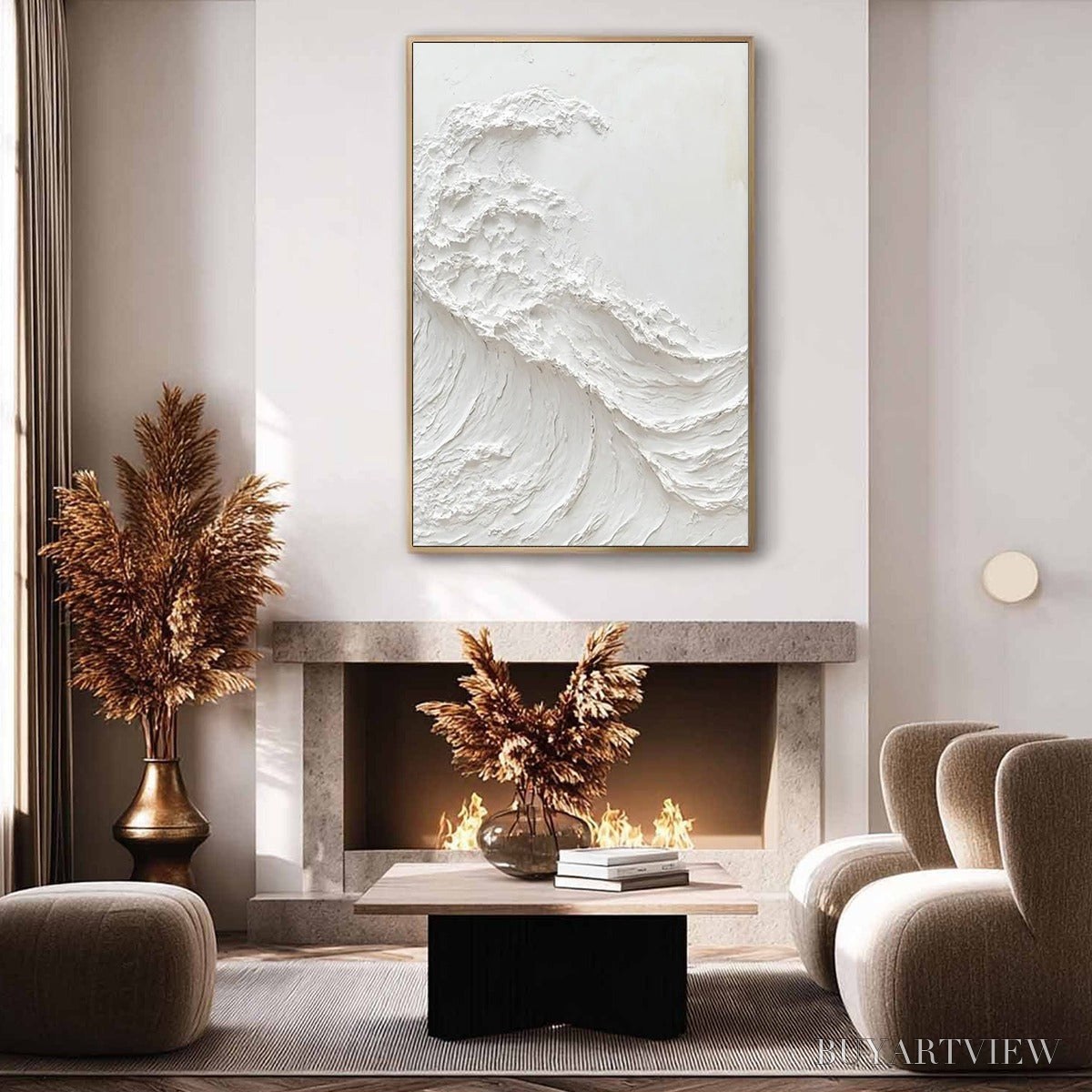 BUYARTVIEW Alabaster Swell – Minimalist Textured Coastal Oil Painting - image 6