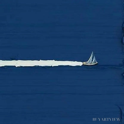 BUYARTVIEW Silent Wake – Minimalist Sailboat Seascape Oil Painting - image 5