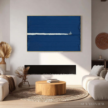 BUYARTVIEW Silent Wake – Minimalist Sailboat Seascape Oil Painting - image 6