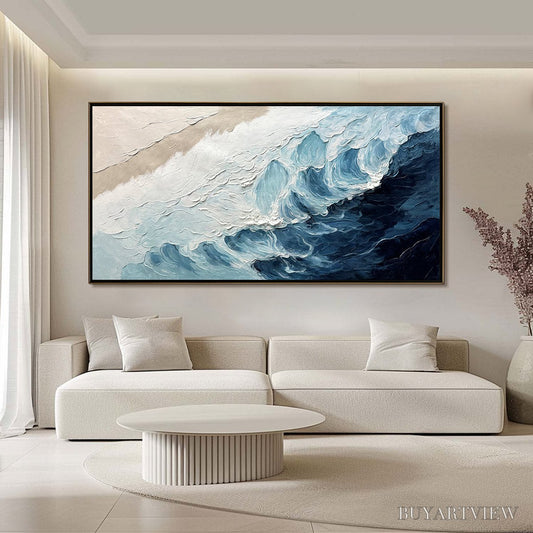BUYARTVIEW Ready to Ship | Crashing Waves – Textured Coastal Seascape Oil Painting - image 1