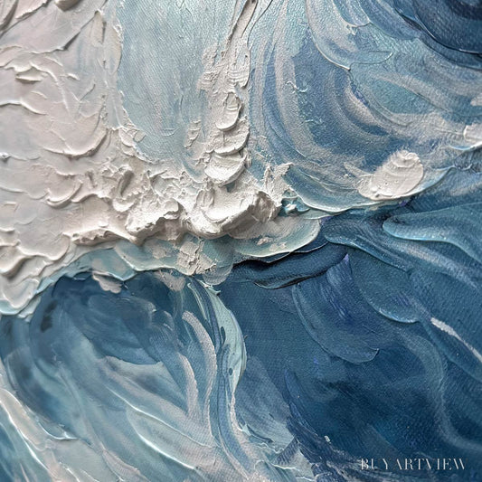 BUYARTVIEW Ready to Ship | Crashing Waves – Textured Coastal Seascape Oil Painting - image 2