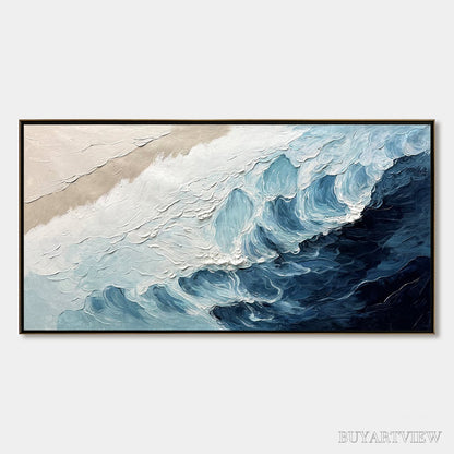 BUYARTVIEW Ready to Ship | Crashing Waves – Textured Coastal Seascape Oil Painting - image 3