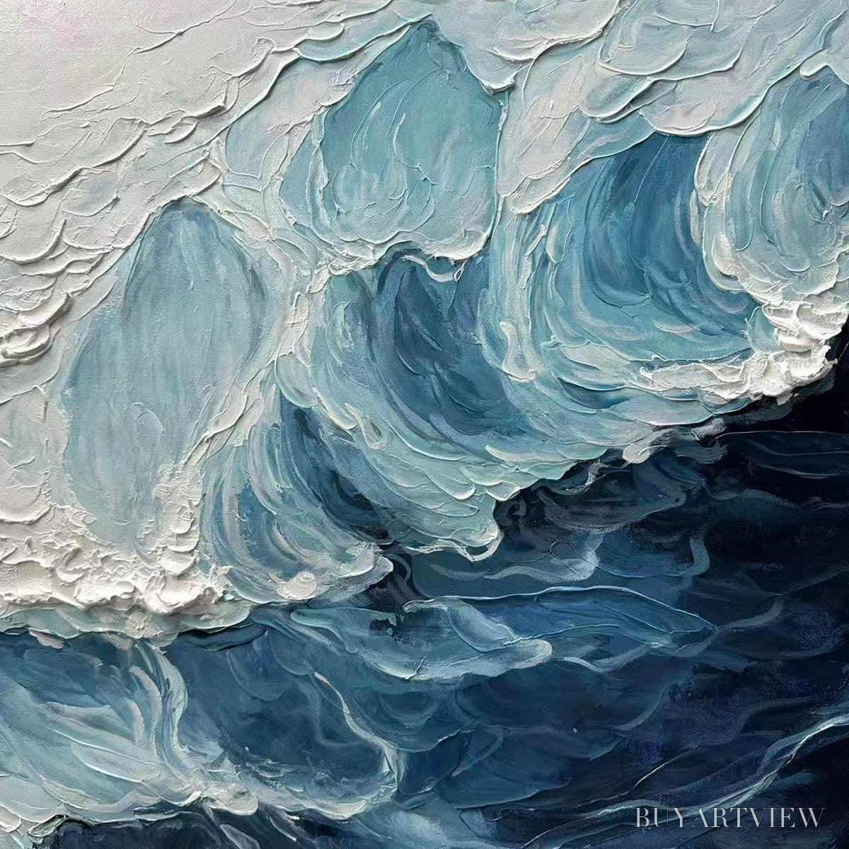 BUYARTVIEW Ready to Ship | Crashing Waves – Textured Coastal Seascape Oil Painting - image 5