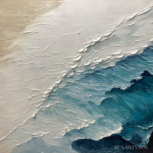 BUYARTVIEW Ready to Ship | Ocean Whispers – Blue-White Textured Seascape - image 2