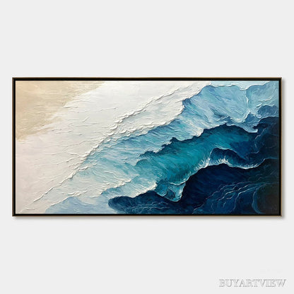 BUYARTVIEW Ready to Ship | Ocean Whispers – Blue-White Textured Seascape - image 3