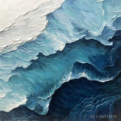 BUYARTVIEW Ready to Ship | Ocean Whispers – Blue-White Textured Seascape - image 4