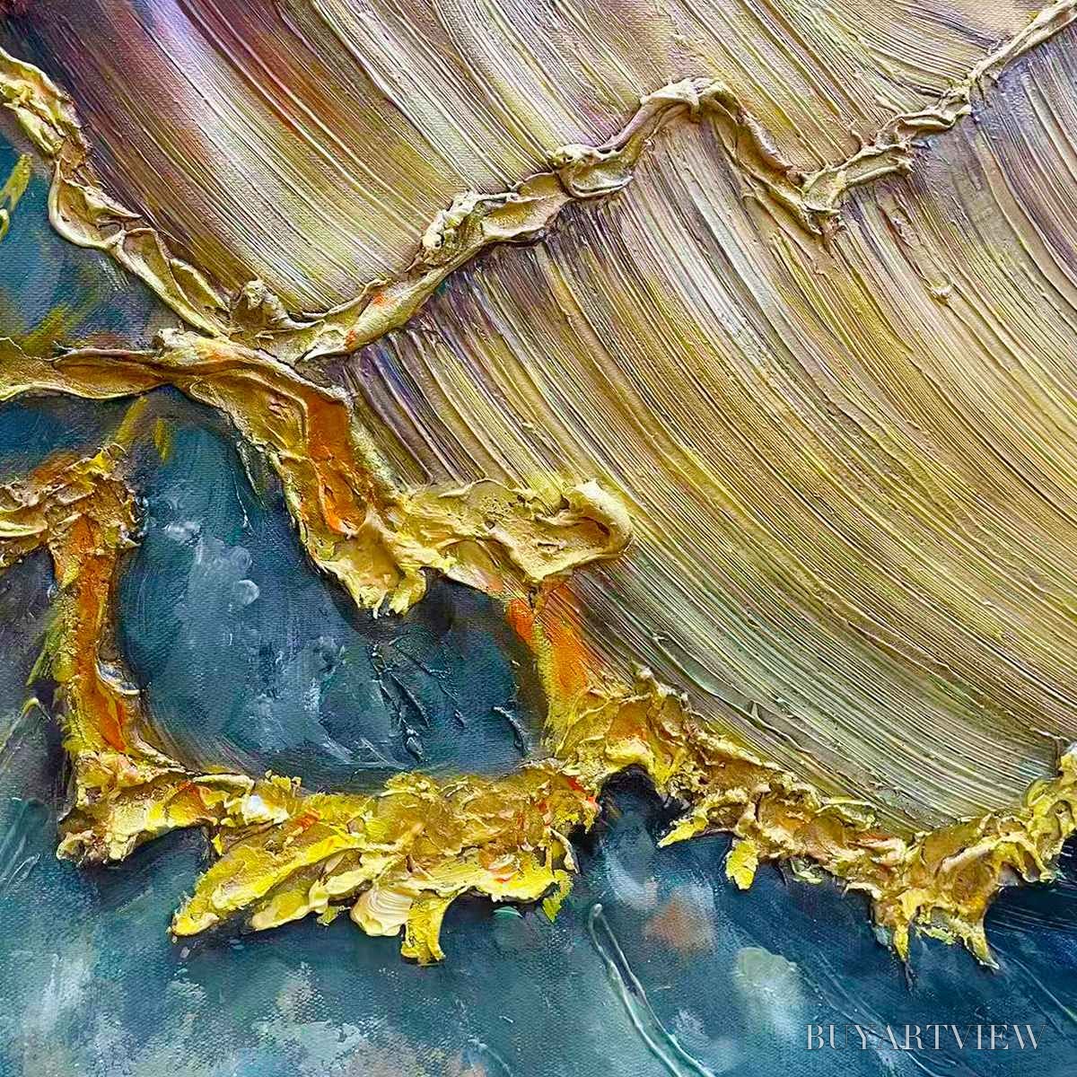 BUYARTVIEW Ready to Ship | Golden Wave Dreams – A Work of Textured Sea Billows - image 2