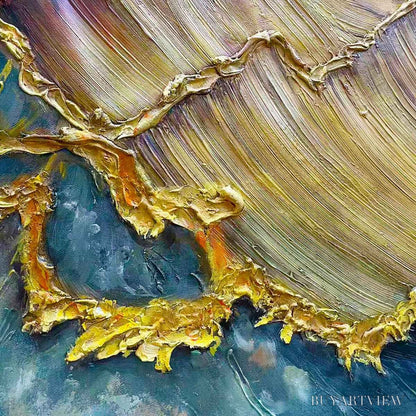 BUYARTVIEW Ready to Ship | Golden Wave Dreams – A Work of Textured Sea Billows - image 2