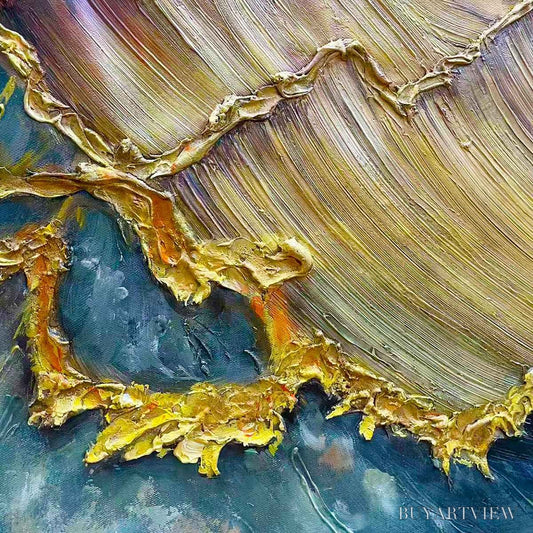 BUYARTVIEW Ready to Ship | Golden Wave Dreams – A Work of Textured Sea Billows - image 2