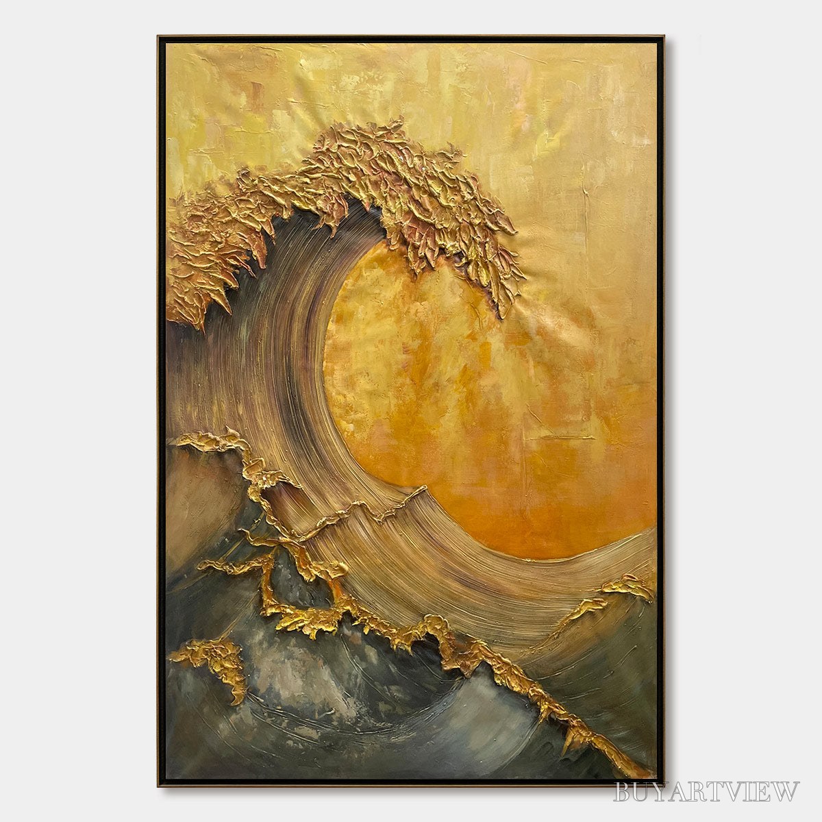 BUYARTVIEW Ready to Ship | Golden Wave Dreams – A Work of Textured Sea Billows - image 3